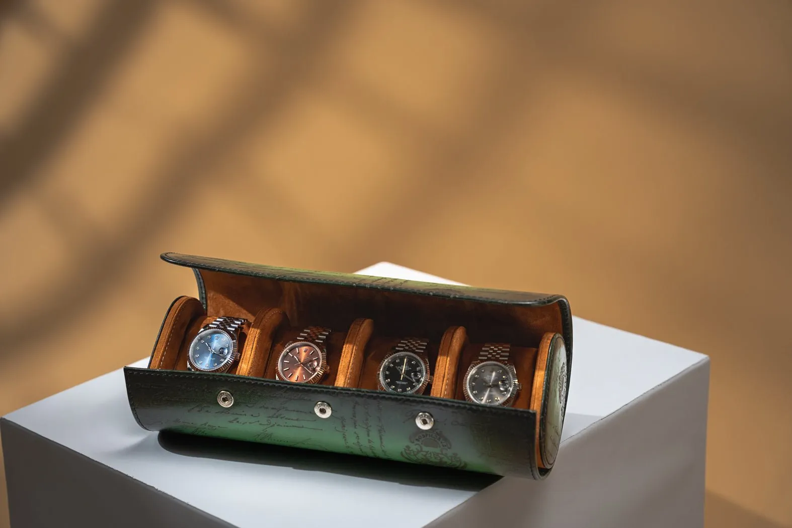 Galata - Parchment Patina Green Watch Roll