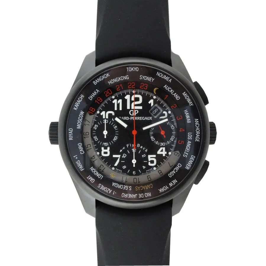 Girard Perregaux WW.TC Oro Negro Black Dial Chronograph Titanium Black Rubber Men's Watch 49820-32-650-FK6A