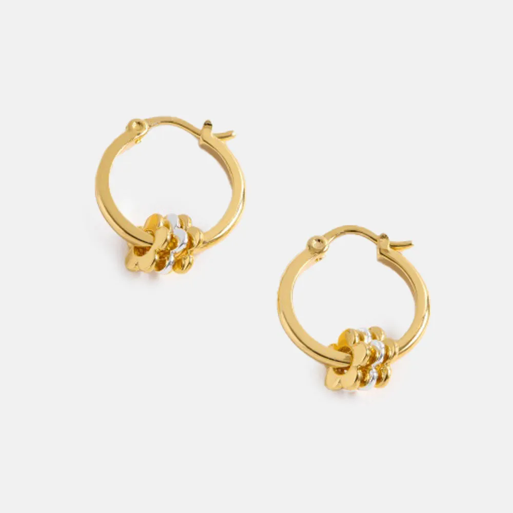 Gold Multi Flower Hoop Earrings