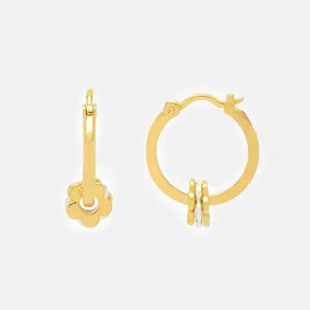 Gold Multi Flower Hoop Earrings