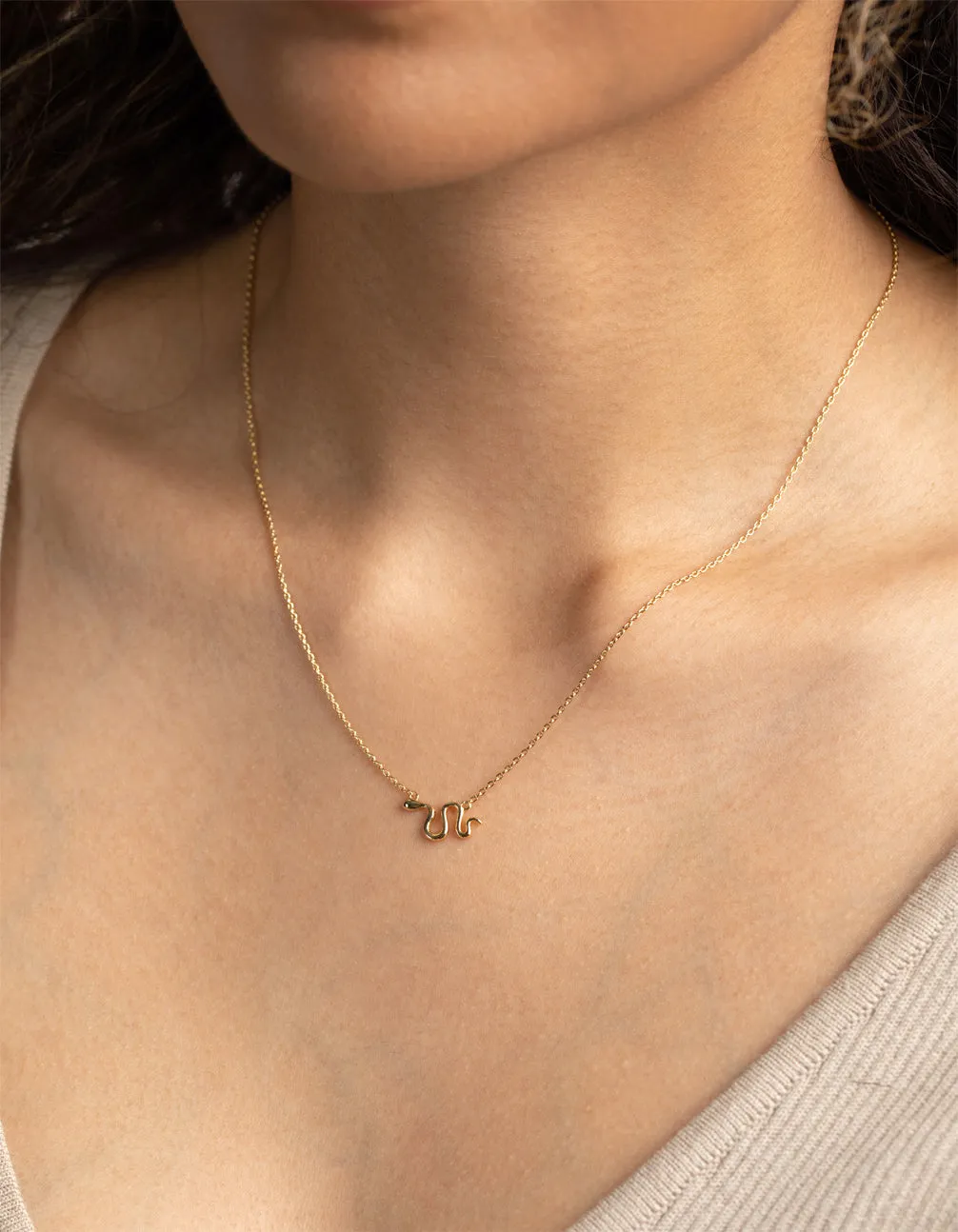 Gold Plated Brass Snake Necklace
