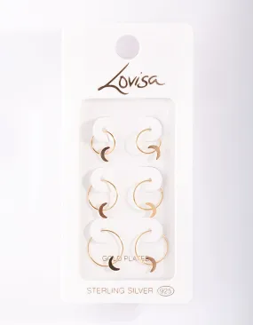 Gold Plated Sterling Silver Moon Hoop Earring Pack