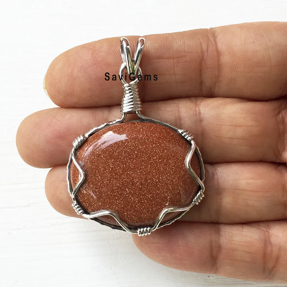 Golden Sunstone Sterling Silver Pendant