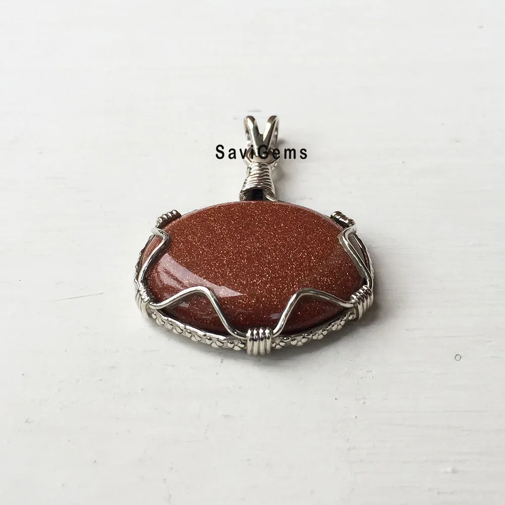 Golden Sunstone Sterling Silver Pendant