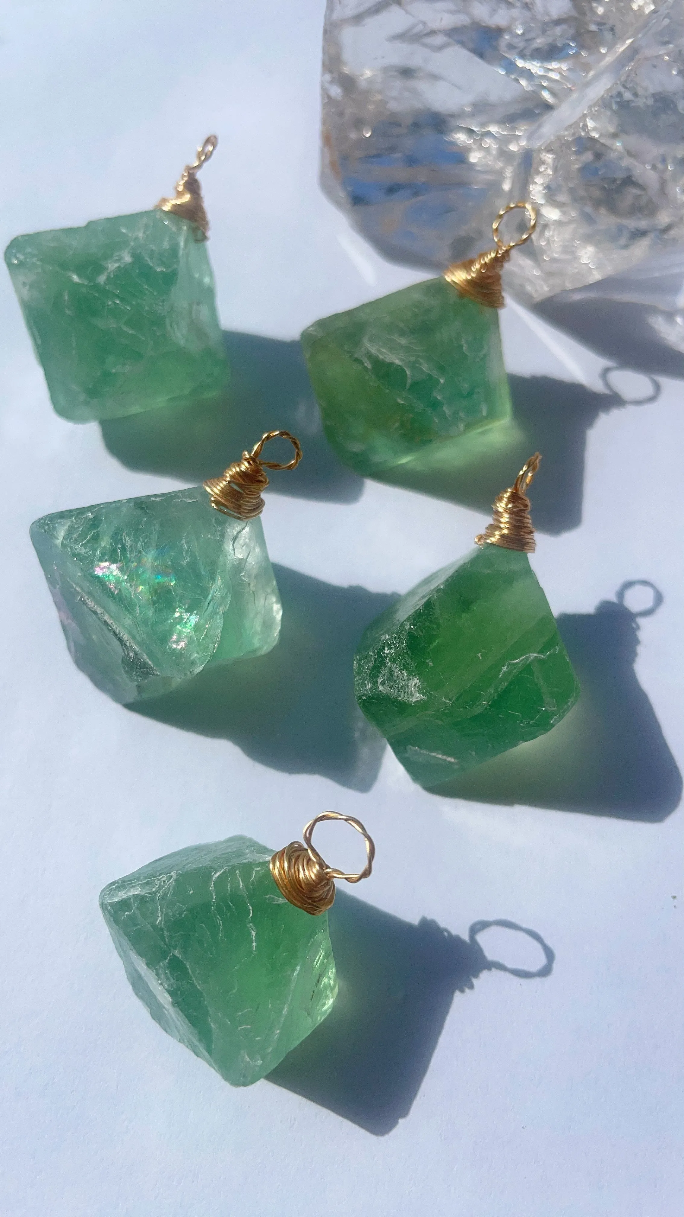 Green Fluorite Raw Pendant