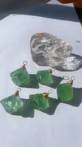 Green Fluorite Raw Pendant