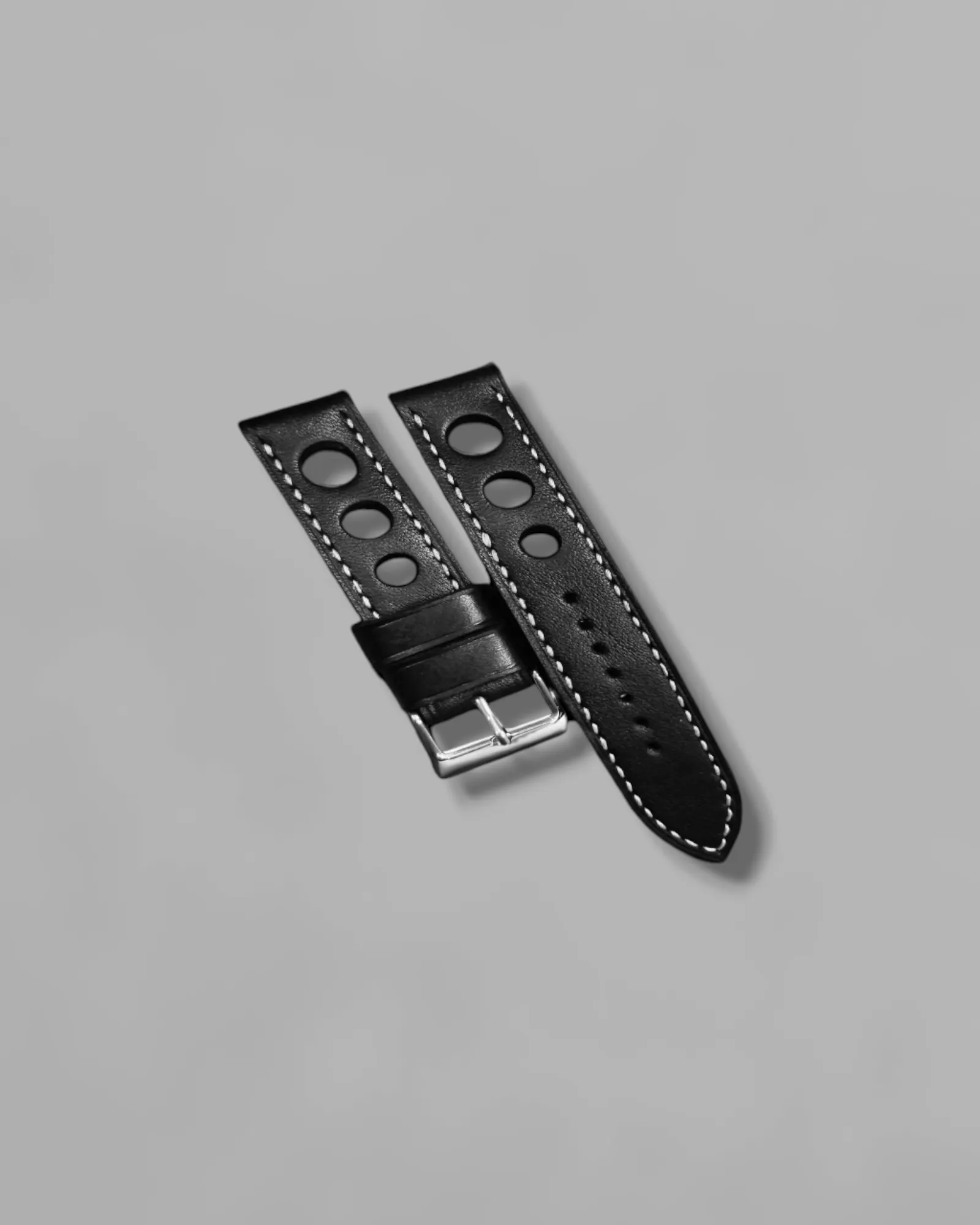 Handmade black racing leather strap