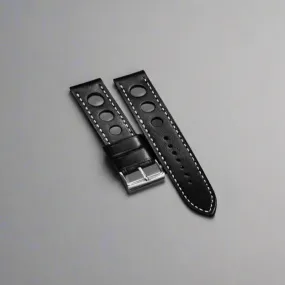 Handmade black racing leather strap