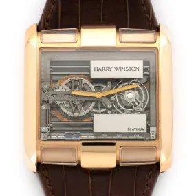 Harry Winston Histoire de Tourbillon Glissiere RG 18K Rose Gold Men's Watch