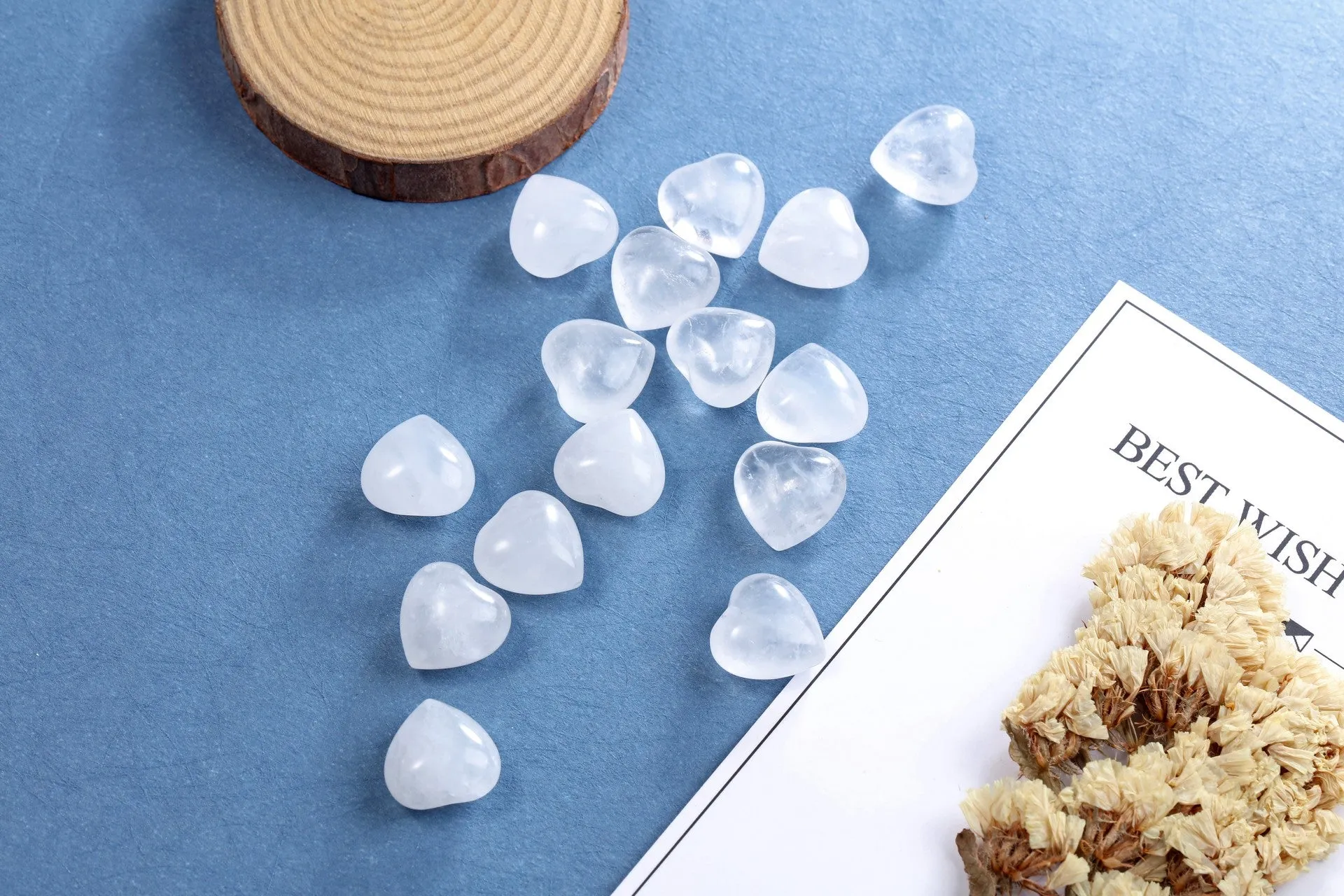 Healing Crystal Love Heart Stones Bulk Pocket Worry Stone 0.6" 15PCS | Jovivi
