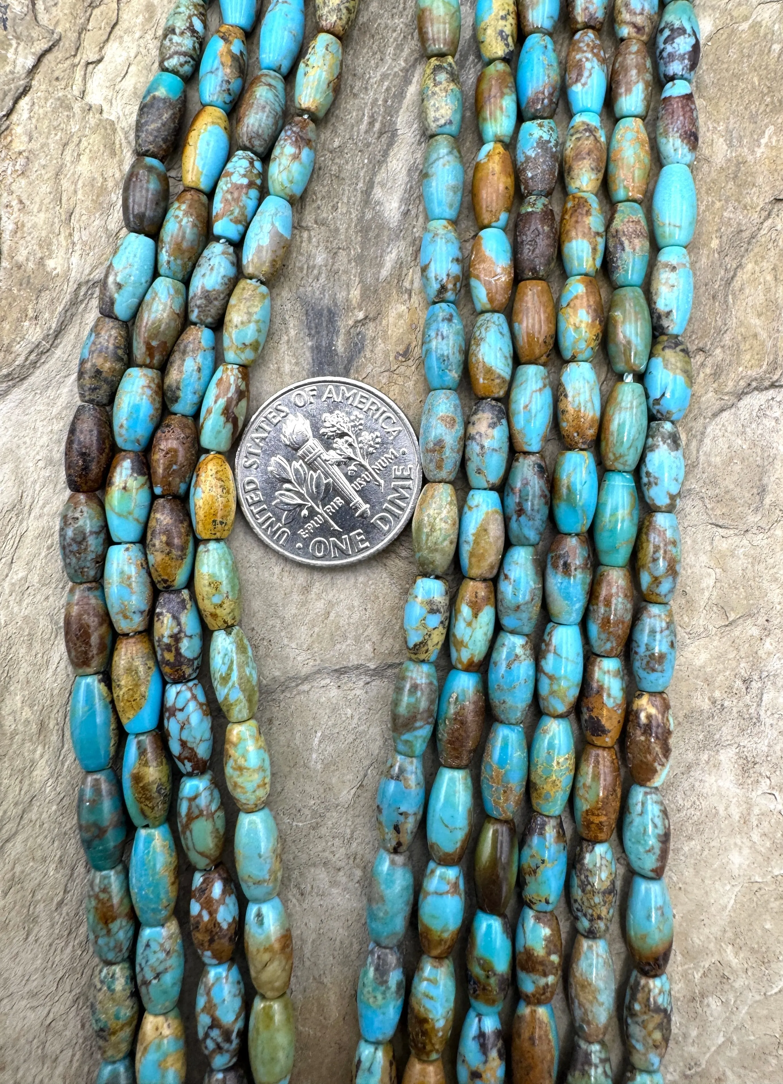 Hubei Turquoise (China) 4x8mm Rice Bead Strand, 16 inch Strand