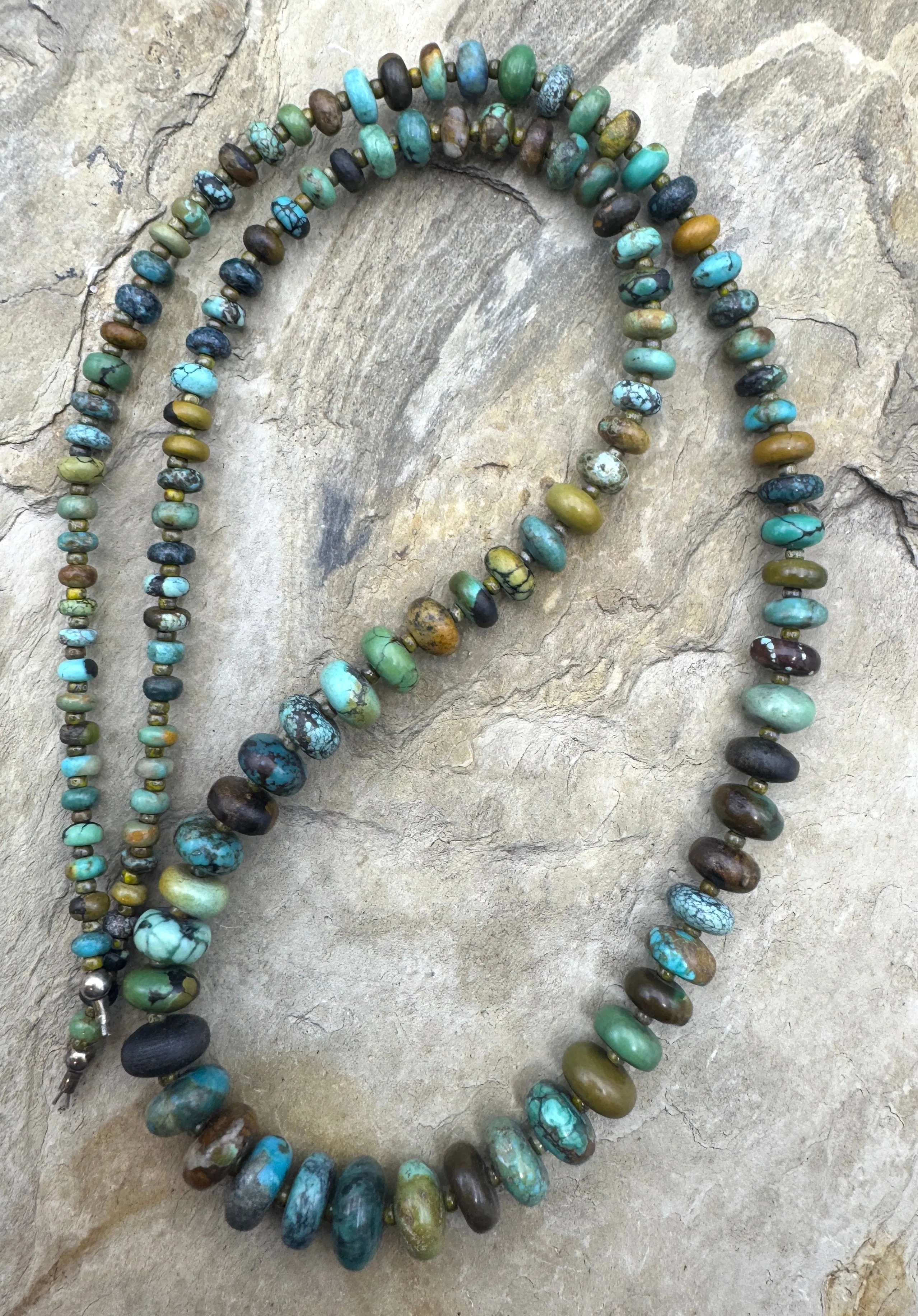 Hubei Turquoise (China) Graduated 4-10mm Designer Rondelle Strand, 20 inch Strand