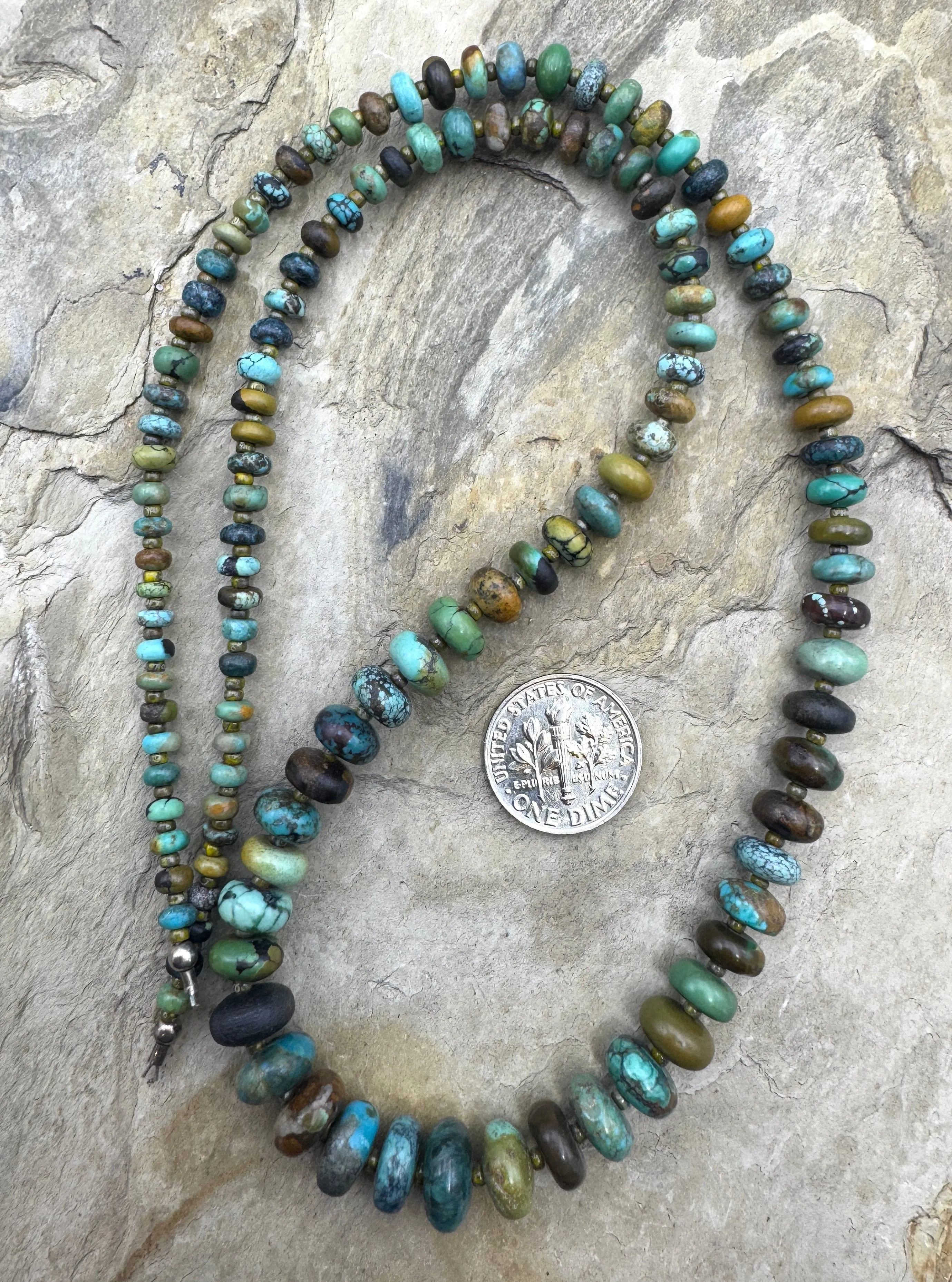 Hubei Turquoise (China) Graduated 4-10mm Designer Rondelle Strand, 20 inch Strand