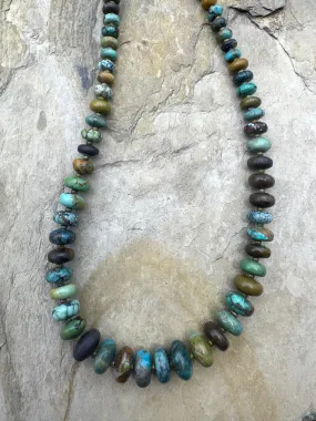 Hubei Turquoise (China) Graduated 4-10mm Designer Rondelle Strand, 20 inch Strand
