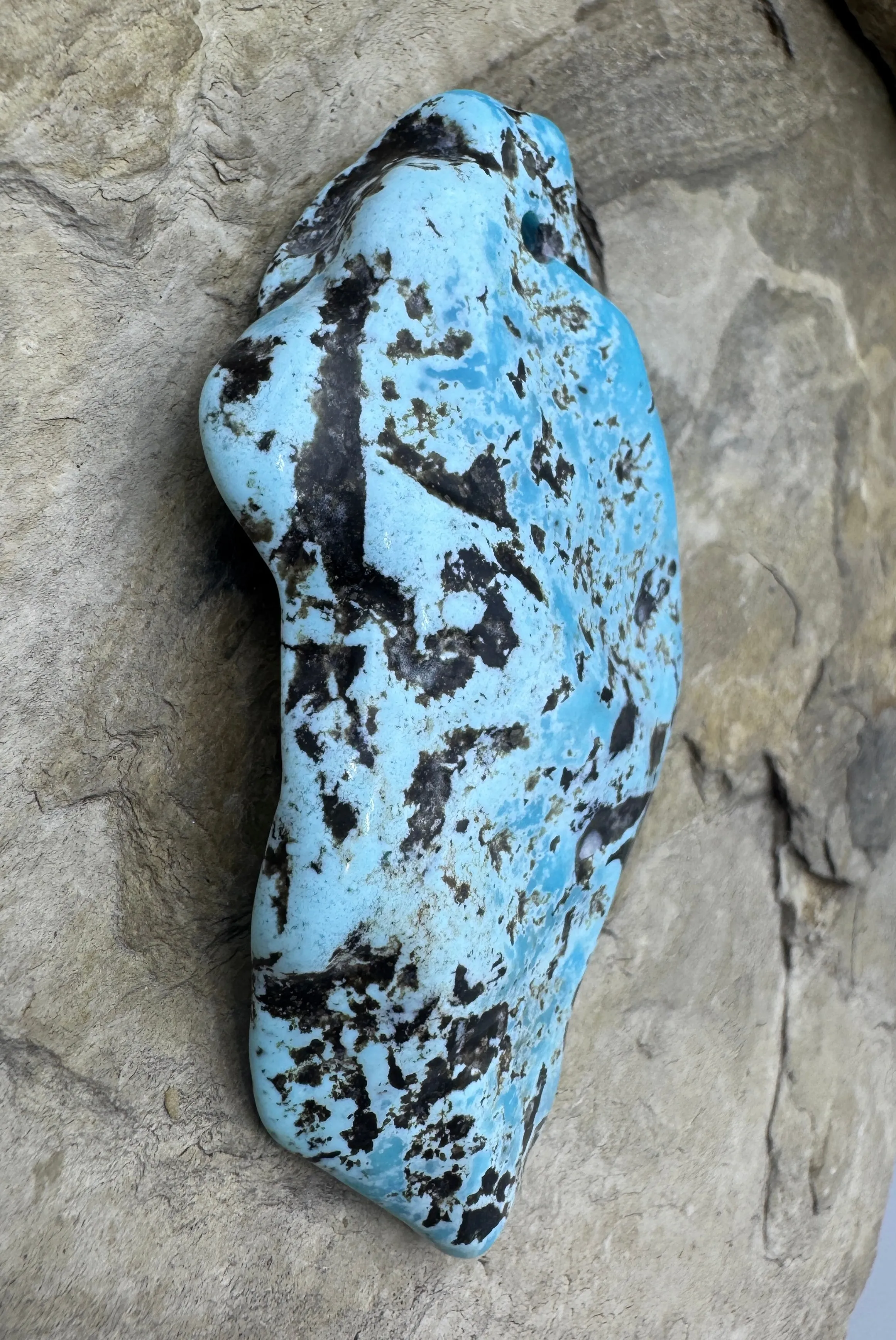 HUGE Turquoise Focal Pendant Bead Large (3mm) Hole 42x75mm