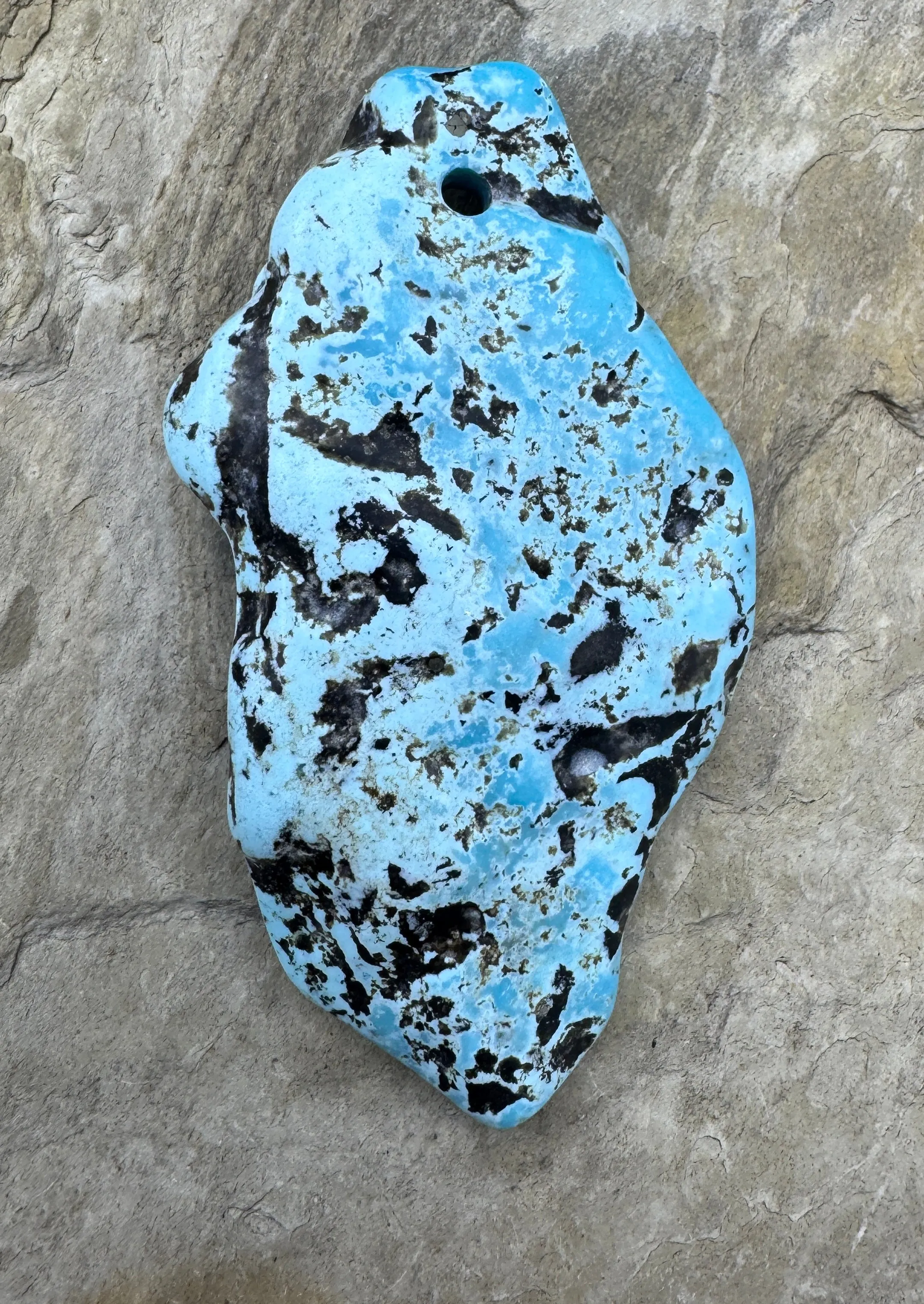 HUGE Turquoise Focal Pendant Bead Large (3mm) Hole 42x75mm