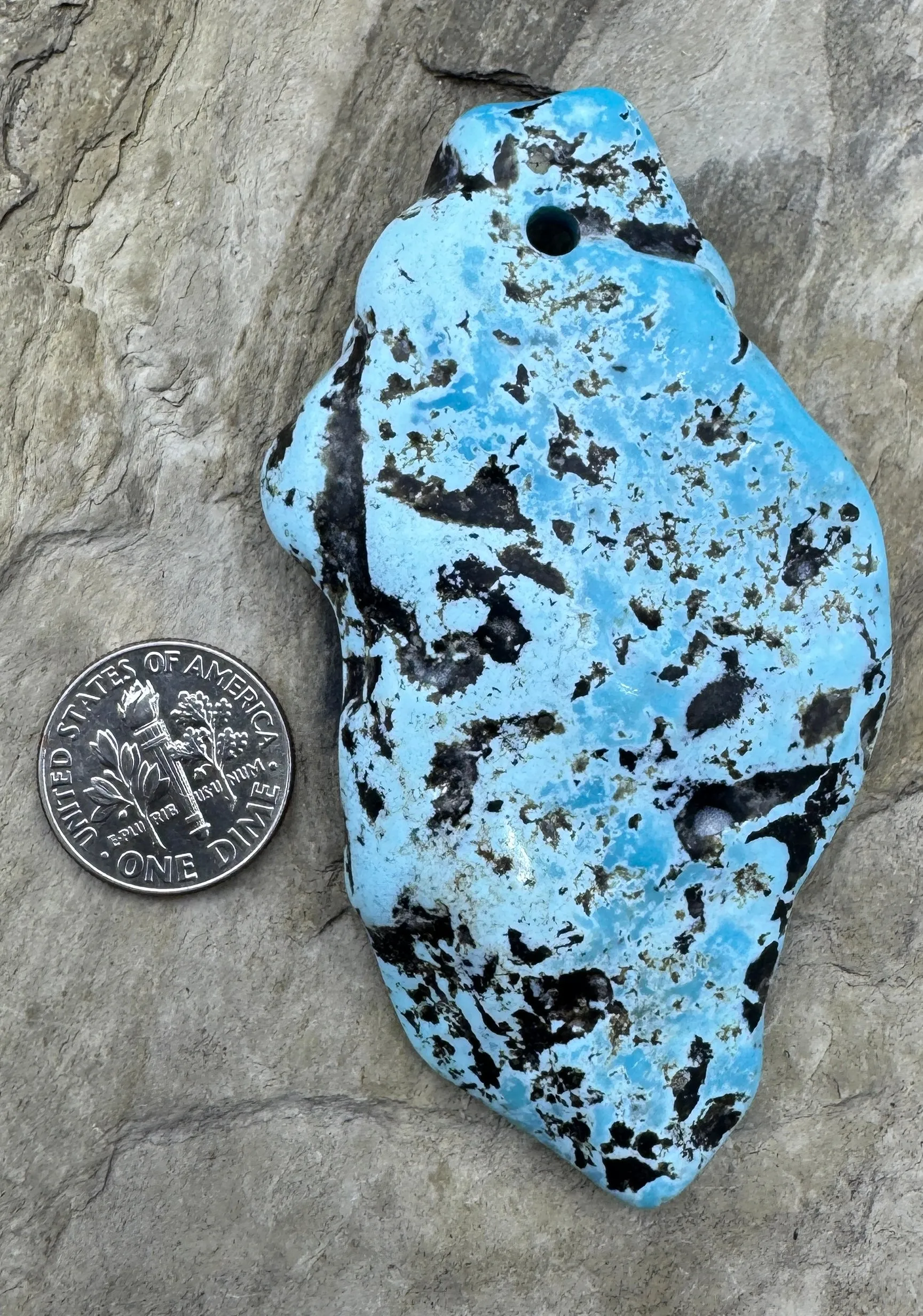 HUGE Turquoise Focal Pendant Bead Large (3mm) Hole 42x75mm