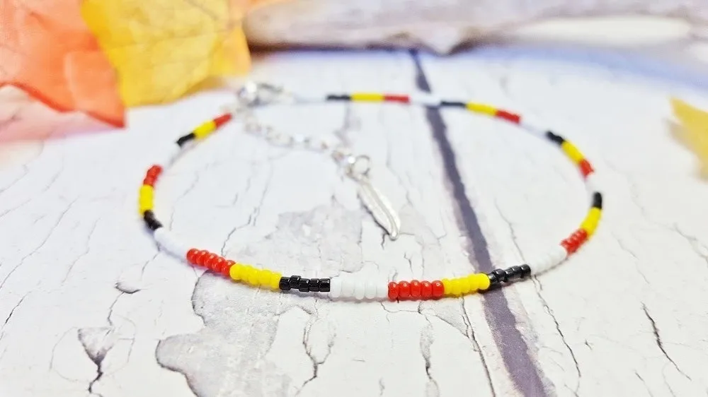 Indigenous Ankle Bracelet ~ 4 Tribes of Man ~ Cree Medicine Wheel Anklet
