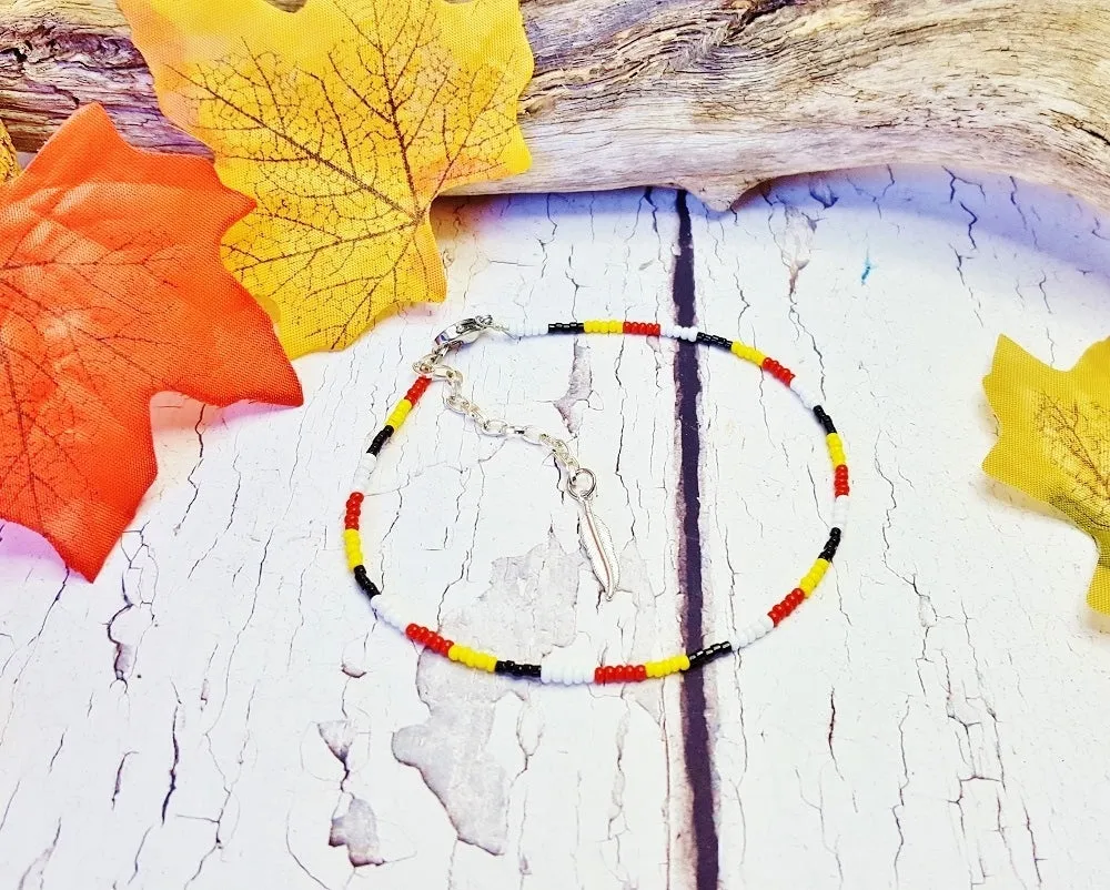 Indigenous Ankle Bracelet ~ 4 Tribes of Man ~ Cree Medicine Wheel Anklet