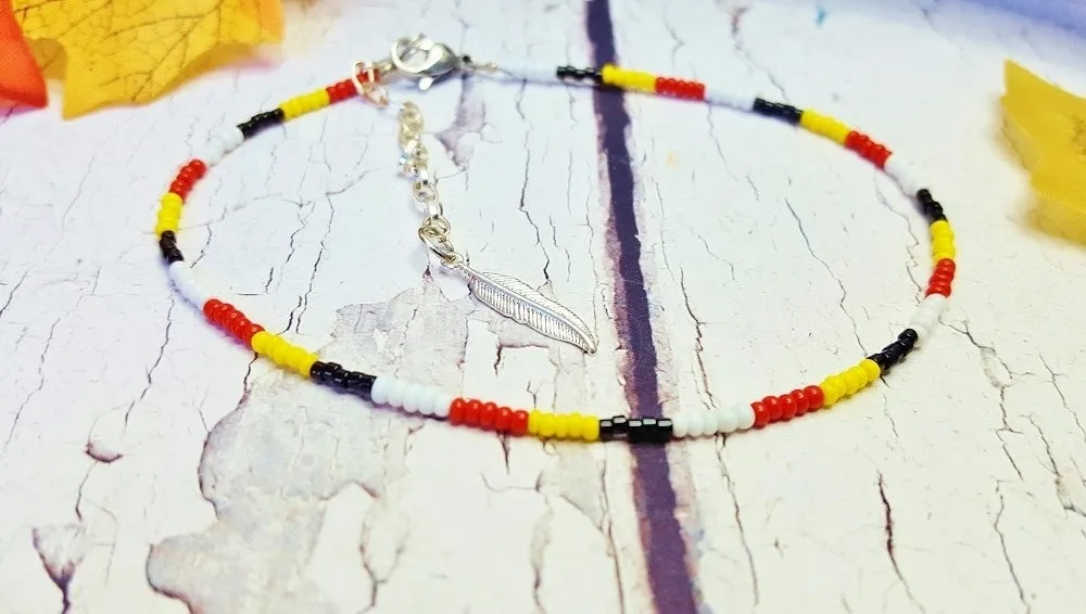 Indigenous Ankle Bracelet ~ 4 Tribes of Man ~ Cree Medicine Wheel Anklet