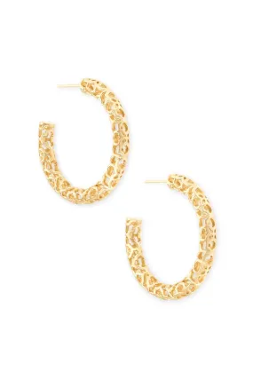 Kendra Scott: Maggie Small Hoop Earrings - Gold Filigree