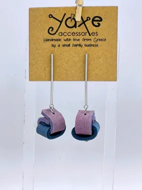 Knots leather & stainless steel earrings