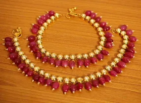 Kundan Meenakari Ruby Wedding Anklets