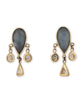 Labradorite Teardrop Diamond Shaker Earrings