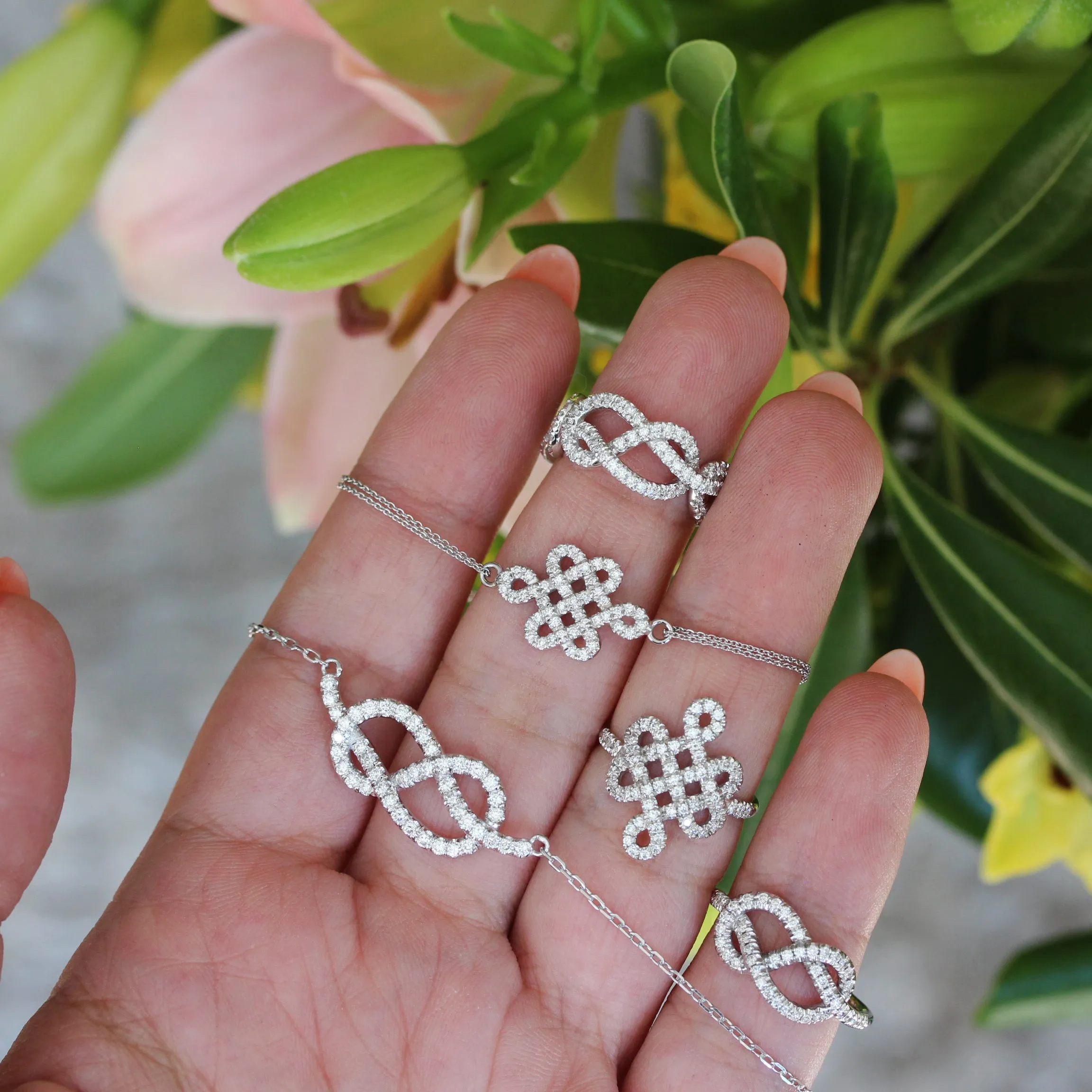 Large Infinity Knot Diamond Necklace