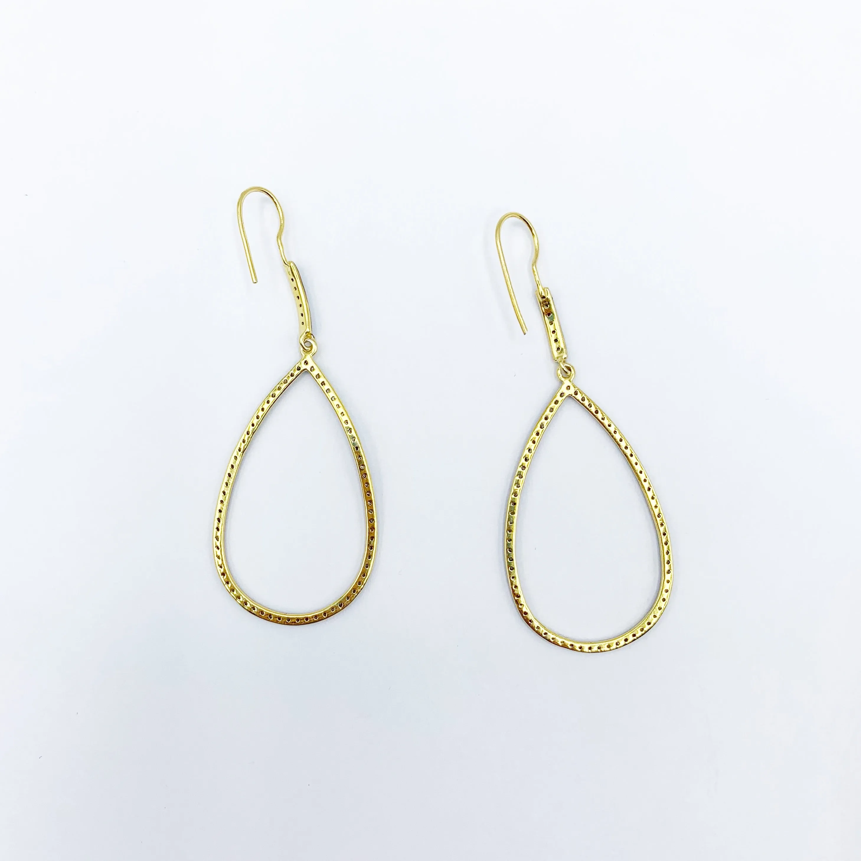 Large Teardrop Diamond and Gold Vermeil Earrings