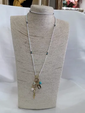 Long Turquoise Seed Bead Necklace