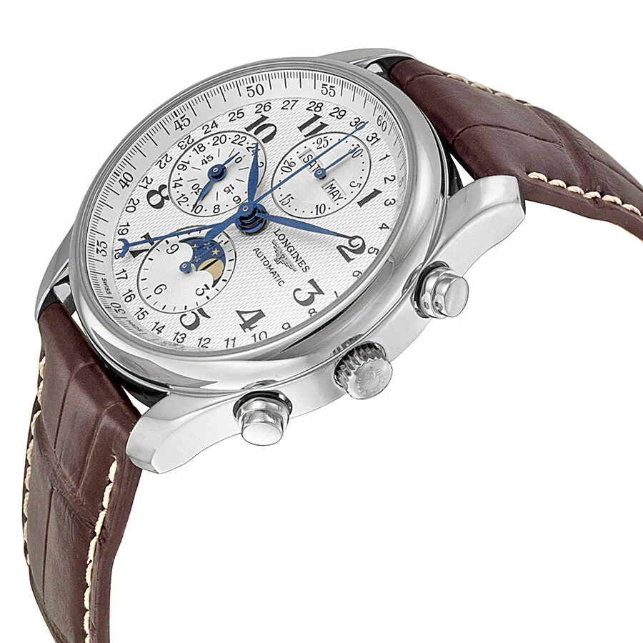 Longines Masters Automatic Chronograph White Dial Brown Leather Men's Watch L26734785