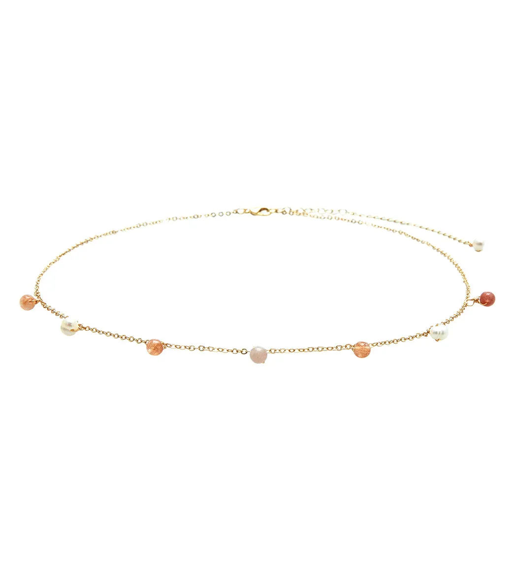Lotus and Luna Pearl Gold 4mm Dewdrop Necklace