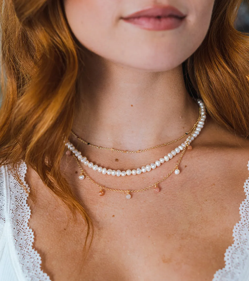 Lotus and Luna Pearl Gold 4mm Dewdrop Necklace
