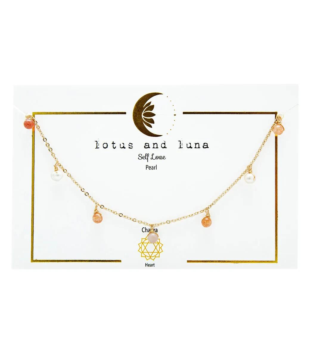 Lotus and Luna Pearl Gold 4mm Dewdrop Necklace