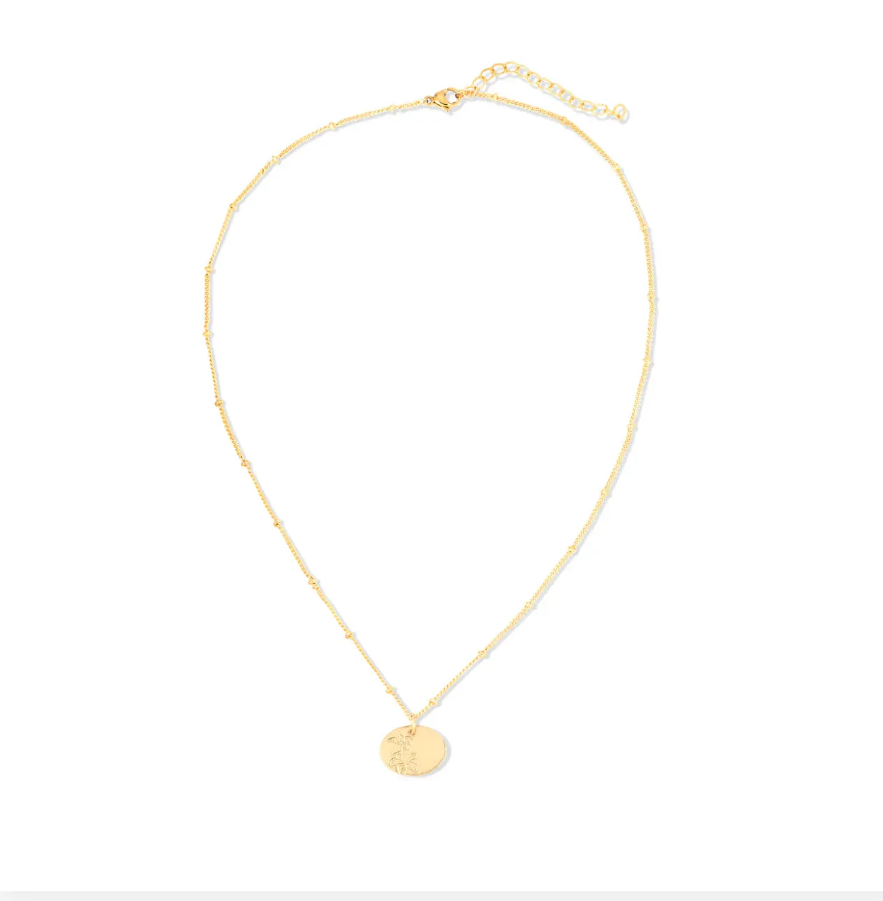 Lucky Feather Birth Flower Necklace - Lily (May)