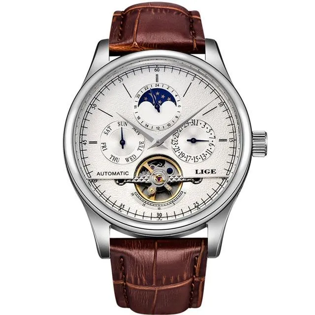 Luxury Tourbillon Automatic Leather Watch