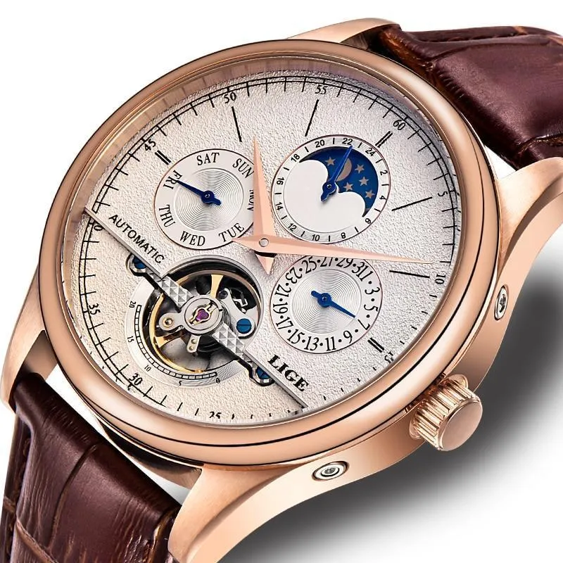 Luxury Tourbillon Automatic Leather Watch