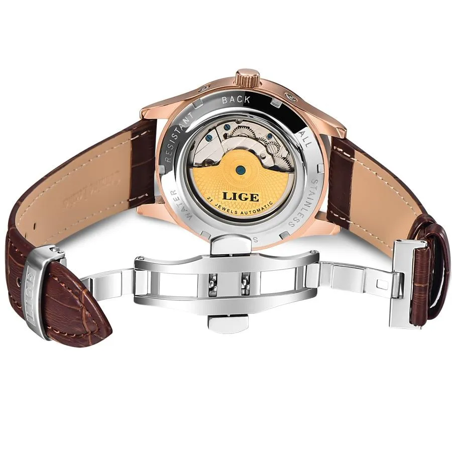 Luxury Tourbillon Automatic Leather Watch