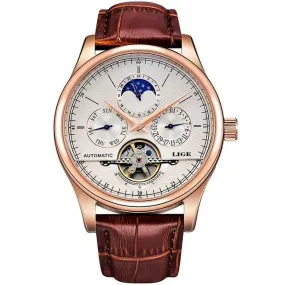 Luxury Tourbillon Automatic Leather Watch