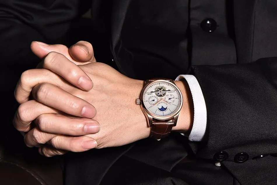 Luxury Tourbillon Automatic Leather Watch