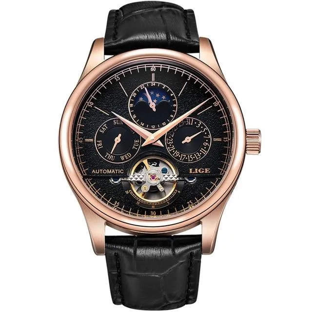 Luxury Tourbillon Automatic Leather Watch