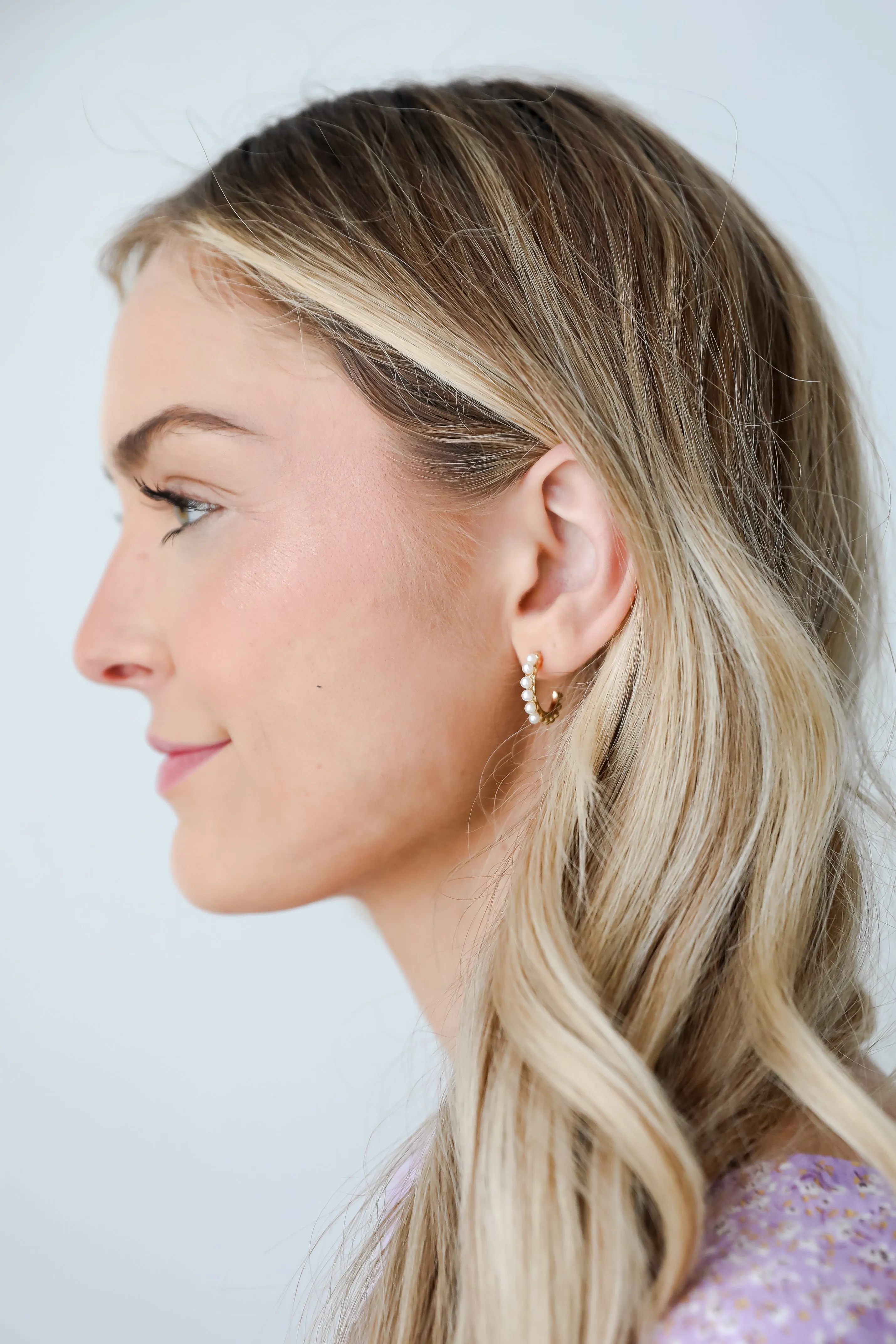 Madelyn Gold Pearl Hoop Earrings