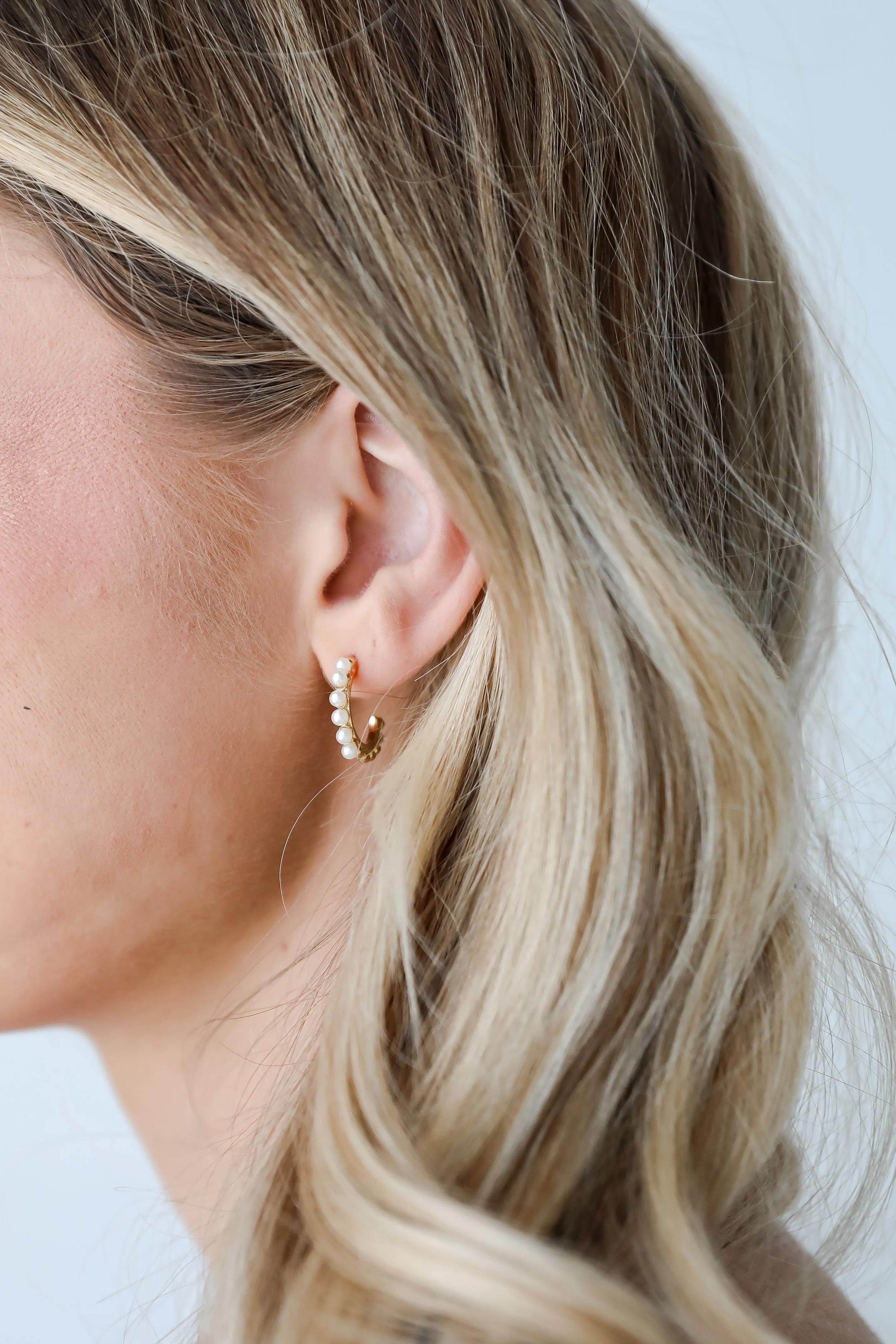 Madelyn Gold Pearl Hoop Earrings