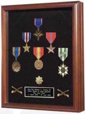 Medal Case - Wood shadow box, Shadow box to show all of your med with Personalized Engraved Plate