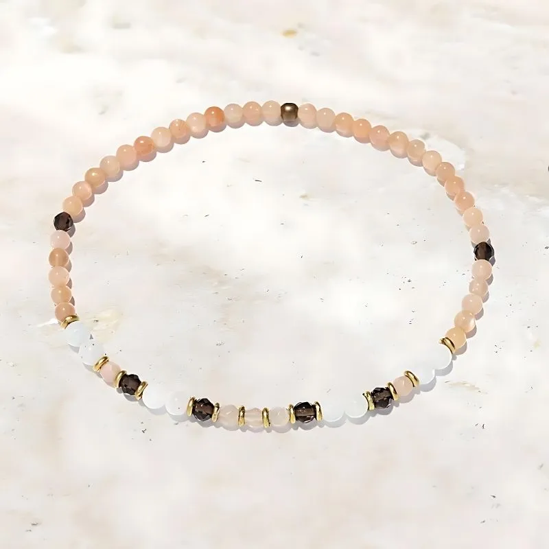 Moonstone and Sunstone Anklet