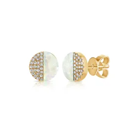 Mother of Pearl and Diamond Stud Earrings