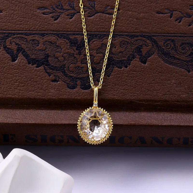 Natural Clear Quartz Double-Sided Pendant