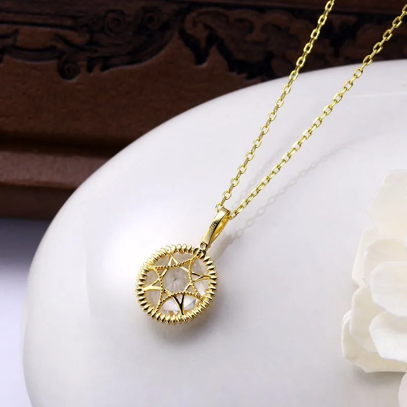 Natural Clear Quartz Double-Sided Pendant