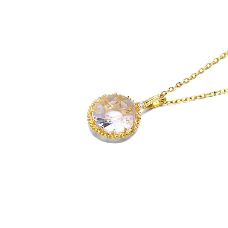 Natural Clear Quartz Double-Sided Pendant